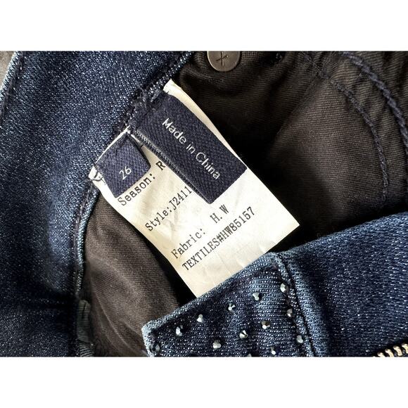 Veronica Beard Carson High Rise Ankle Flare Jeans Rhinestones Indigo Size 26 New - Picture 9 of 11